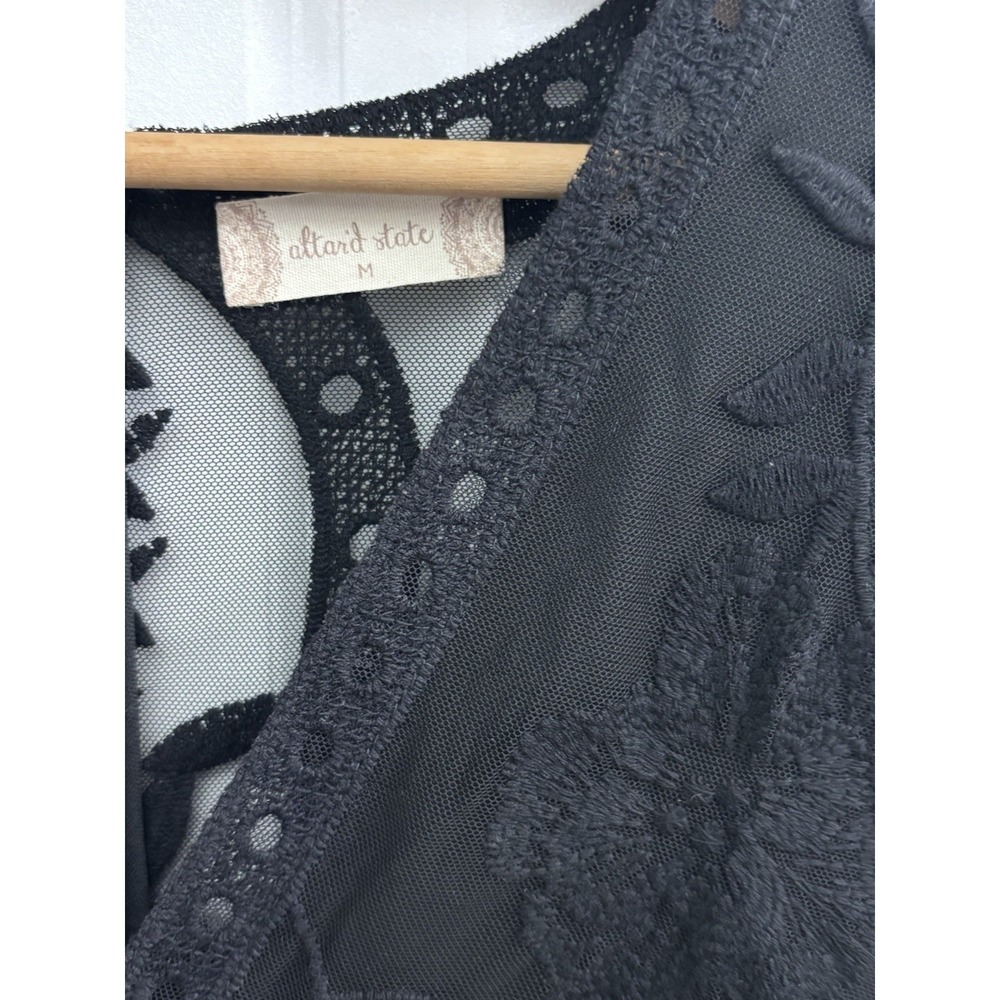 Altar'd State Black Embroidered Lace Maxi Dress M Whimsigoth Witchy Gothic 0354 - Picture 8 of 14